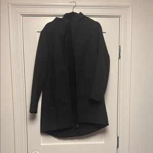 Lululemon Athletica Black Trench Coat High Collar Long Silhouette